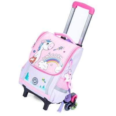 Eazy Kids School Bag Unicorn wt Trolley - Purple